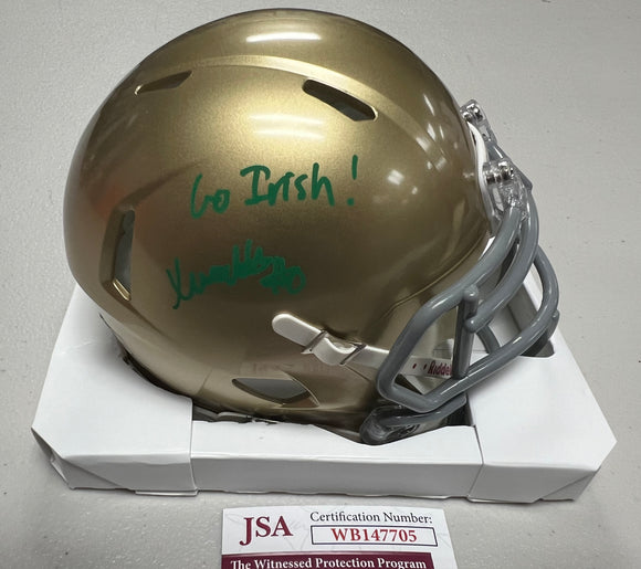 XAVIER WATTS Signed Notre Dame Fighting Irish Speed Mini Helmet Go Irish! Inscription JSA COA