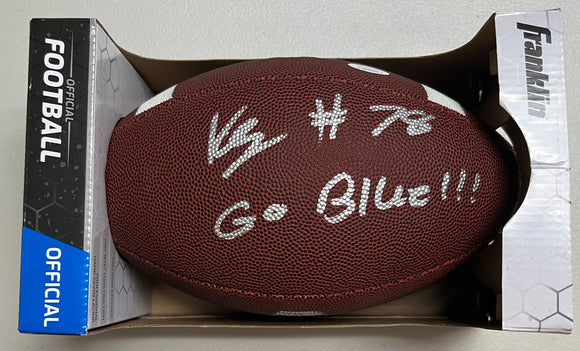 KENNETH GRANT Signed Brown Leather Football Michigan Wolverines Go Blue! Inscription JSA COA