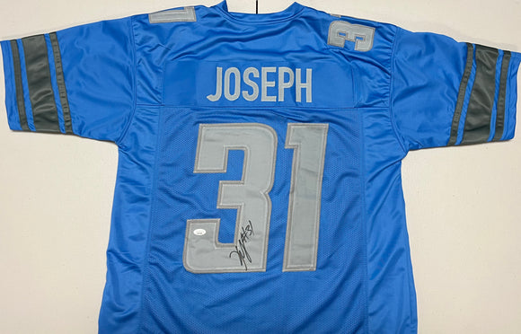 KERBY JOSEPH Signed Detroit Lions Blue Football Jersey JSA COA