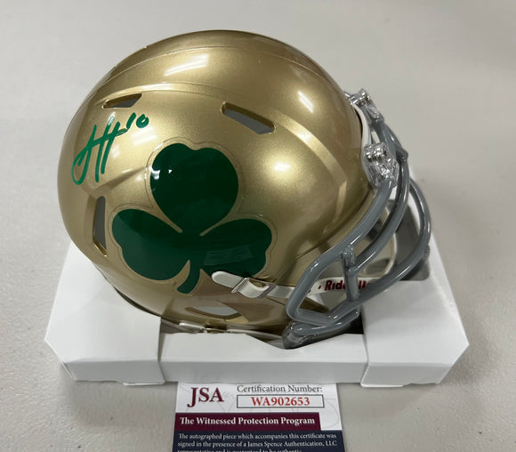 SAM HARTMAN Signed Notre Dame Fighting Irish Shamrock Speed Mini Helmet JSA COA