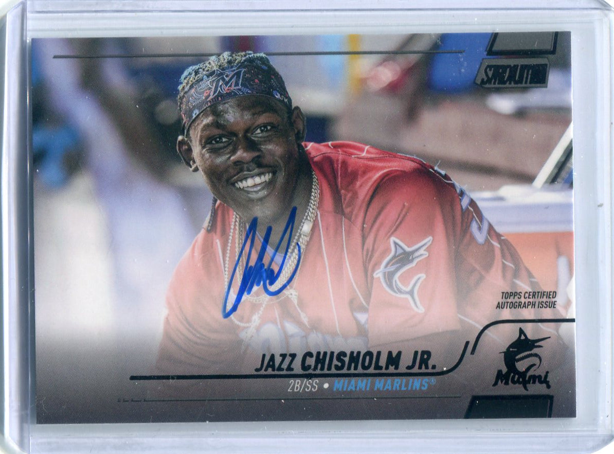 Framed Autographed/Signed Jazz Chisholm Jr. 33x42 Miami Black Jersey JSA COA
