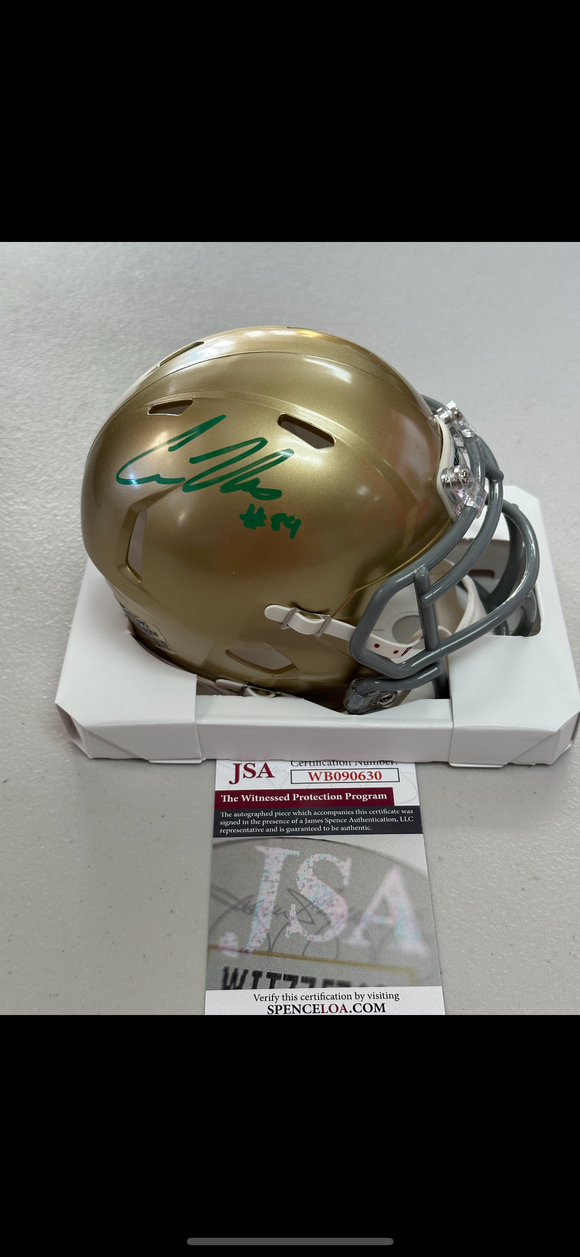 COLE KMET Signed Notre Dame Fighting Irish Speed Mini Helmet JSA COA