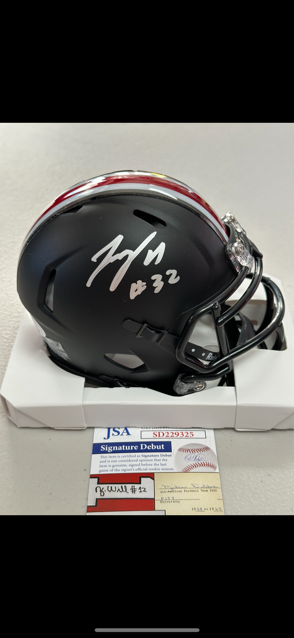 TREVEYON HENDERSON Signed Ohio State Buckeyes Alternate Black Mini Helmet JSA COA