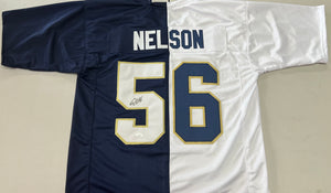 QUENTON NELSON Signed Notre Dame Fighting Irish Split Navy & White Football Jersey JSA COA