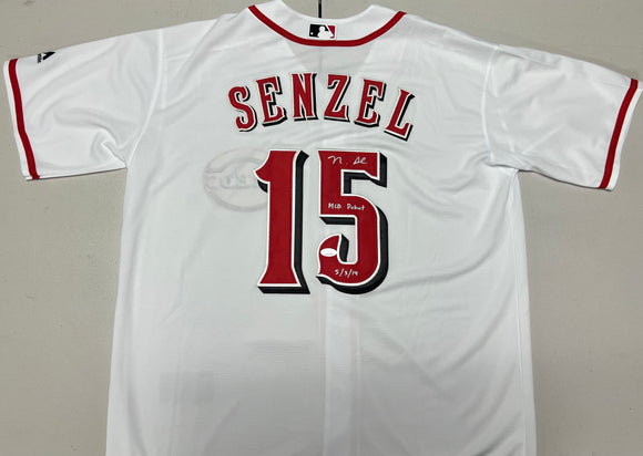 NICK SENZEL Signed Cincinnati Reds Authentic Majestic MLB White Baseball Jersey MLB Debut 5/3/19 Inscription JSA COA