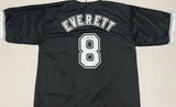 CARL EVERETT Signed Chicago White Sox Black Baseball Jersey Beckett COA