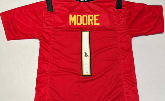 DJ MOORE Signed Maryland Red Jersey JSA COA