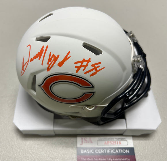 DARNELL WRIGHT Signed Flat White Chicago Bears Mini Helmet JSA COA