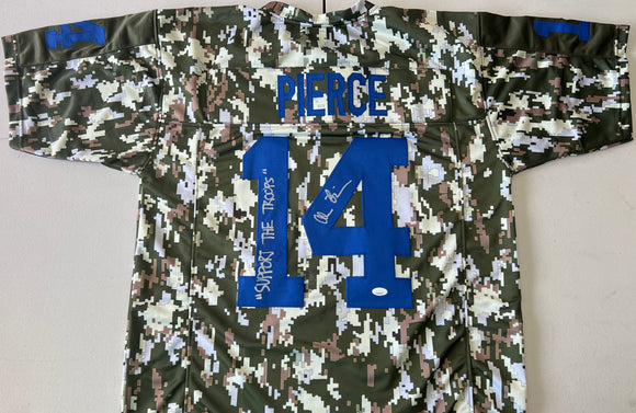 ALEC PIERCE Signed Indianapolis Colts Limited Edition Camo Football Jersey SUPPORT THE TROOPS Inscription JSA COA