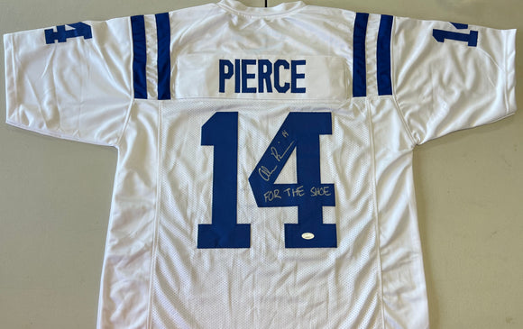 ALEC PIERCE Signed Indianapolis Colts White Football Jersey FOR THE SHOE Inscription JSA COA