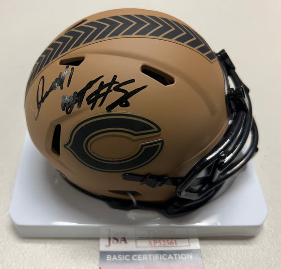 DARNELL WRIGHT Signed Salute To Service Chicago Bears Mini Helmet JSA COA