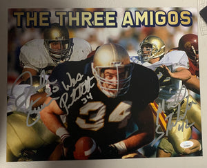 THE THERE AMIGOS Signed 11x14 Photo Notre Dame Fighting Irish JSA COA