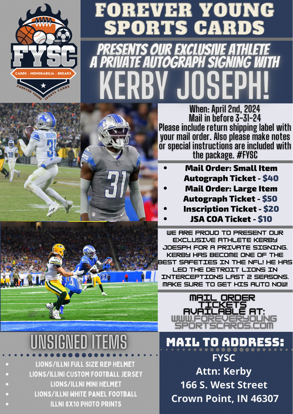 MAIL IN: Large Item Autograph Ticket for KERBY JOSEPH