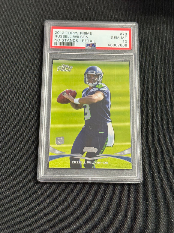 2012 Topps Prime RUSSELL WILSON Rookie No Stands - Retail Seattle Seahawks PSA 10