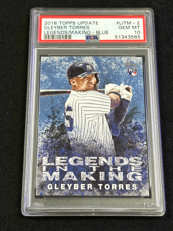2018 Topps Update GLEYBER TORRES Legends In The Making Rookie Blue Parallel New York Yankees PSA 10