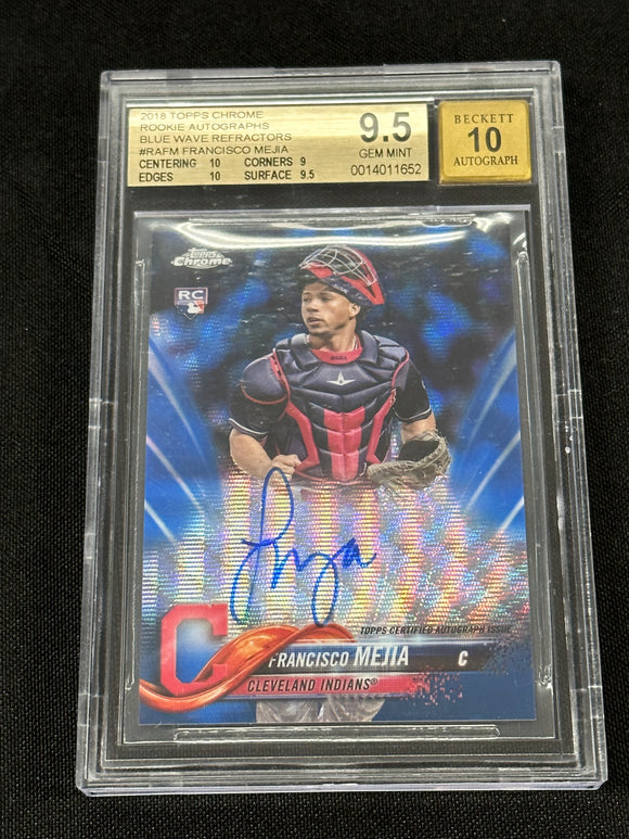 2018 Topps Chrome FRANCISCO MEJIA Blue Wave Rookie Auto /150 Cleveland Indians BGS 9.5