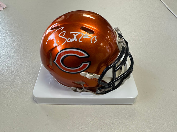 TYLER SCOTT Signed Chicago Bears Orange Flash Mini Helmet Beckett COA