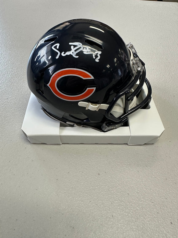 TYLER SCOTT Signed Chicago Bears Speed Navy Mini Helmet Beckett COA