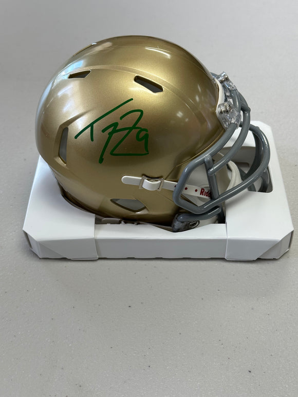 TOM ZBIKOWSKI Signed Notre Dame Fighting Irish  Speed Mini Helmet Beckett COA