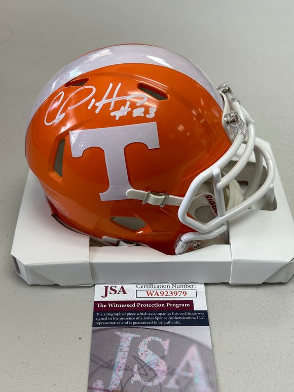 CAMERON SUTTON Signed Tennessee Volunteers  Orange Speed Mini Helmet JSA COA