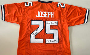 KERBY JOSEPH Signed Illinois Fighting Illni Orange Football Jersey All Big Ten & Go Illini Inscriptions JSA COA