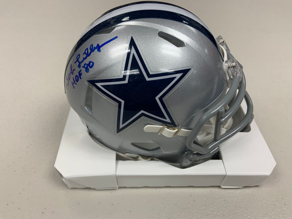 BOB LILLY Signed Dallas Cowboys Speed Mini Helmet HOF ‘80 Inscription Beckett COA