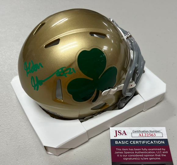 ADON SHULER Signed Notre Dame Fighting Irish Shamrock Speed Mini Helmet JSA COA