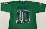 SAM HARTMAN Signed Full Name Autograph Notre Dame Fighting Irish Green Football Jersey Go Irish! Inscription JSA COA