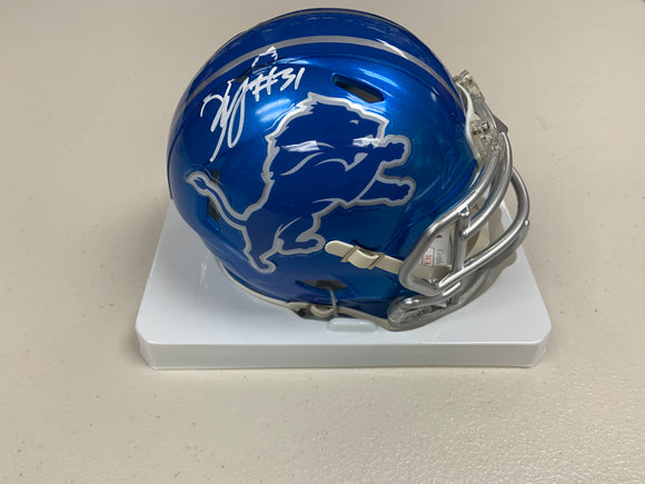 KERBY JOSEPH Signed Detroit Lions Blue Flash Mini Helmet JSA COA