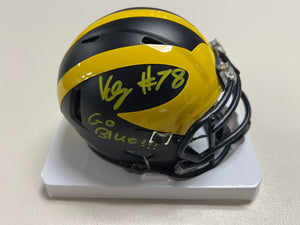 KENNETH GRANT Signed Michigan Wolverines Speed Mini Helmet Go Blue! Inscription JSA COA