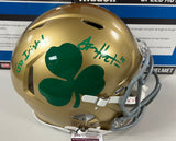 SAM HARTMAN Signed Full Name Autograph Notre Dame Fighting Irish Authentic Full Size Shamrock Speed Helmet Go Irish! Inscription JSA COA