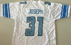 KERBY JOSEPH Signed Detroit Lions White Football Jersey One Pride Inscription JSA COA