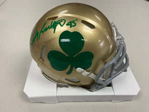 RUDY RUETTIGER Signed Notre Dame Fighting Irish Shamrock Speed Mini Helmet Beckett COA