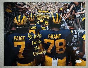 KENNETH GRANT Signed 11x14 Photo Michigan Wolverines Hail to the Victors! Inscription JSA COA