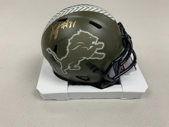 KERBY JOSEPH Signed Detroit Lions Salute To Service Mini Helmet JSA COA
