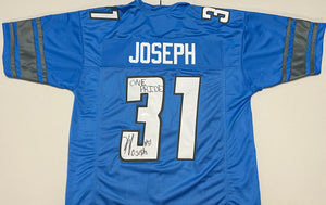KERBY JOSEPH Signed Detroit Lions Blue Football Jersey One Pride Inscription JSA COA