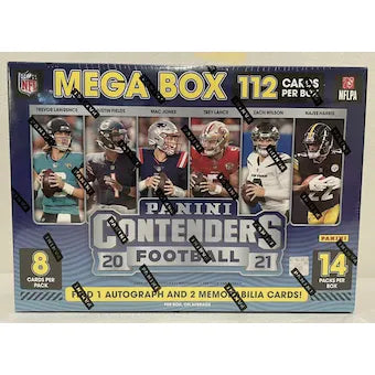 2021 Panini Contenders Football Mega Box (1 Autograph & 2 Memorabilia Cards per Box)