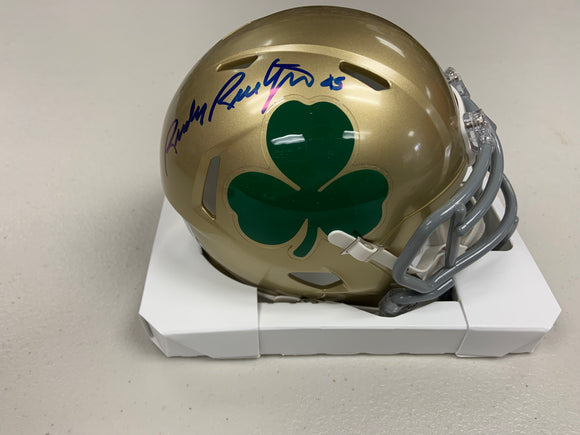 RUDY RUETTIGER Signed Notre Dame Fighting Irish Shamrock Mini Helmet Beckett COA