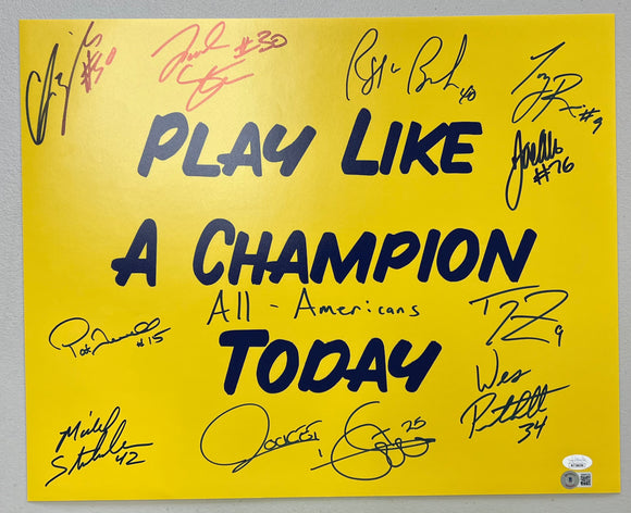 Notre Dame All-American Multi Signed 16x20 Play Like A Champion Today Photo JSA & Beckett COA