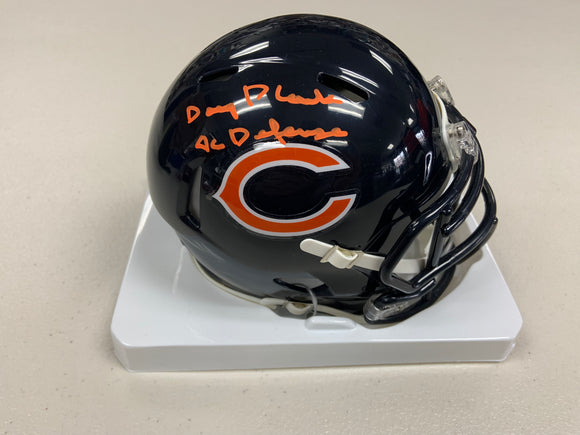 DOUG PLANK Signed Chicago Bears Speed Mini Helmet 46 Defense Inscription Beckett COA