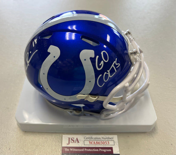 ALEC PIERCE Signed Indianapolis Colts Flash Speed Mini Helmet Go Colts Inscription JSA COA