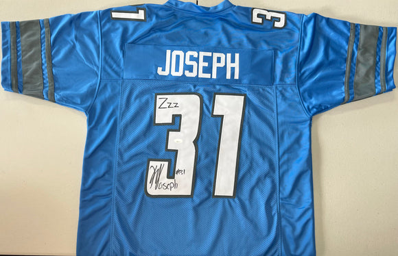 KERBY JOSEPH Signed Detroit Lions Blue Football Jersey Zzz Inscription JSA COA