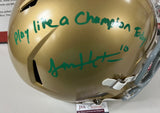 SAM HARTMAN Signed Full Name Autograph Notre Dame Fighting Irish Replica Full Size Speed Helmet Play Like A Champion Today! Inscription JSA COA