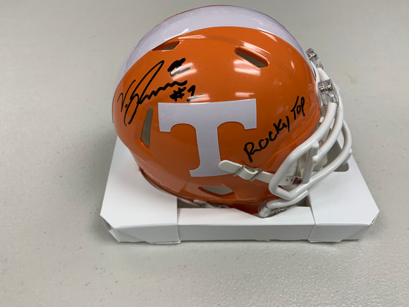 VELUS JONES JR. Signed Tennessee Volunteers Orange Speed Mini Helmet Rocky Top Inscription JSA COA