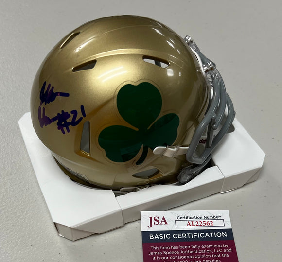 ADON SHULER Signed Notre Dame Fighting Irish Shamrock Speed Mini Helmet JSA COA