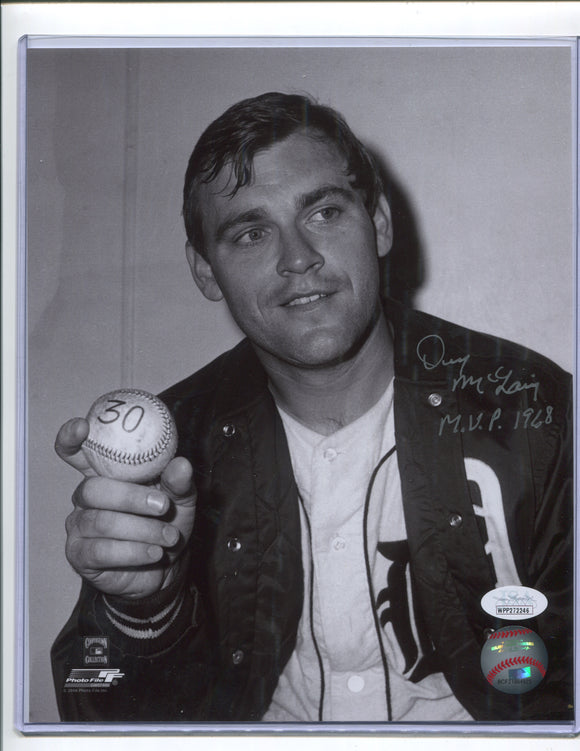 DENNY MCLAIN Autographed 8x10 Photo #5 “M.V.P. 1968” Detroit Tigers JSA COA