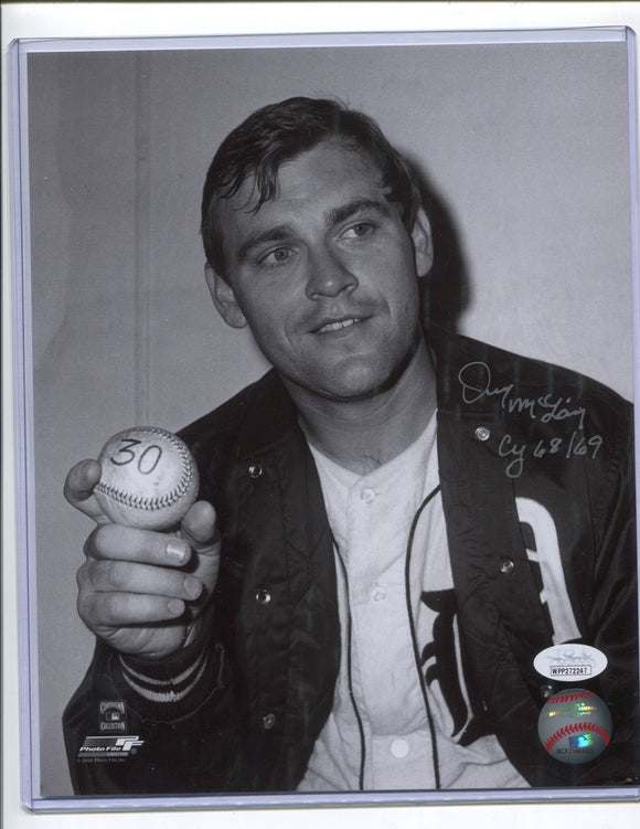 DENNY MCLAIN Autographed 8x10 Photo #6 “Cy 68/69” Detroit Tigers JSA COA