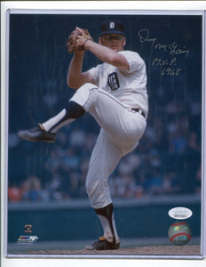 DENNY MCLAIN Autographed 8x10 Photo #2 “M.V.P. 1968” Detroit Tigers JSA COA
