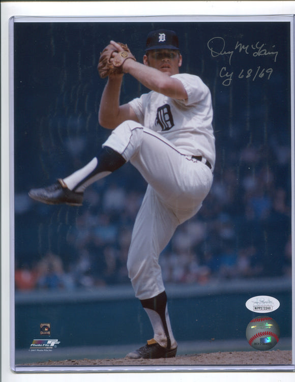 DENNY MCLAIN Autographed 8x10 Photo #3 “Cy 68/69” Detroit Tigers JSA COA