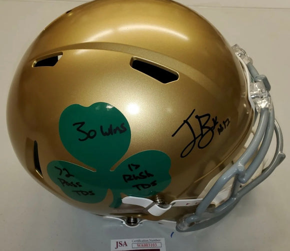 IAN BOOK Signed Full Size Replica Notre Dame Fighting Irish Helmet 3 Inscriptions JSA COA